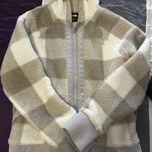 The North Face Women's Cream & Taupe Check Sherpa Zip Jacket